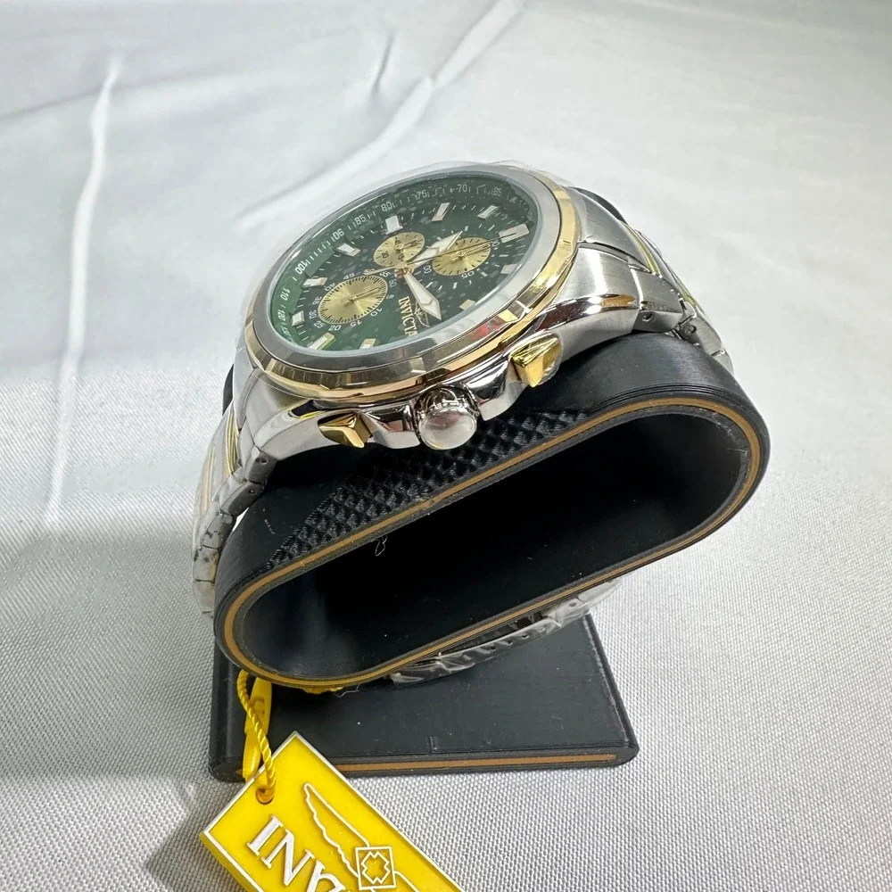 NWT Invicta 49084 Chronograph Watch Men's Silver Gold Green Reserve Luxury